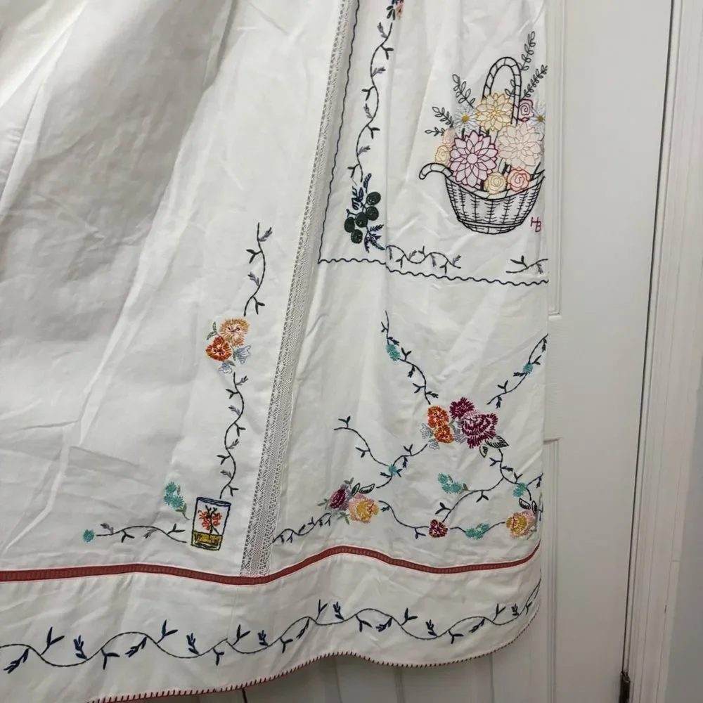 Hunter Bell Midi Dress Stefy Embroidered White Cotton Floral NWT 6 - Picture 11 of 14